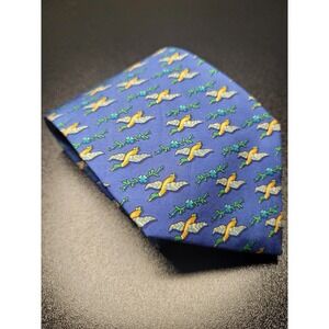 Salvatore Ferragamo Men's Necktie Blue Bird‎ Silk 3.5" x 58" Excellent